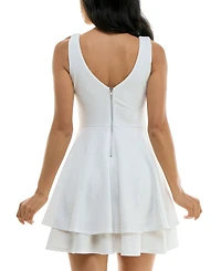 Emerald Sundae Juniors' Illusion-Waist Glitter A-Line Dress