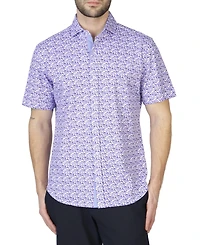 Retro Floral Knit Short Sleeve Shirt