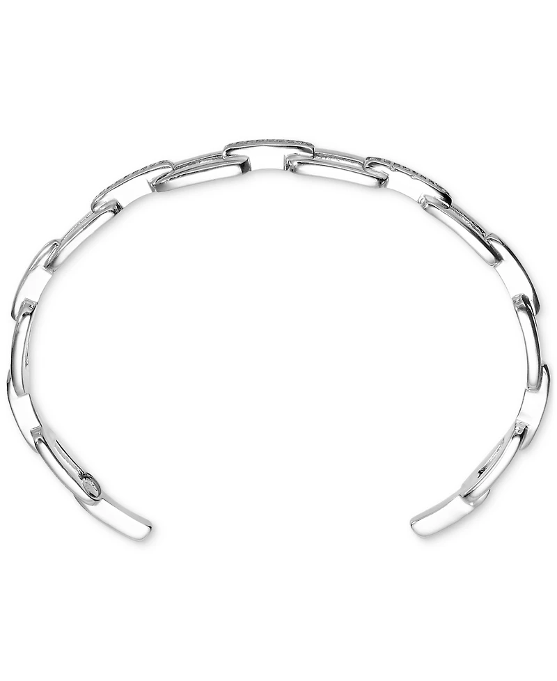 Diamond Link Cuff Bangle Bracelet (1/6 ct. t.w.) in Sterling Silver