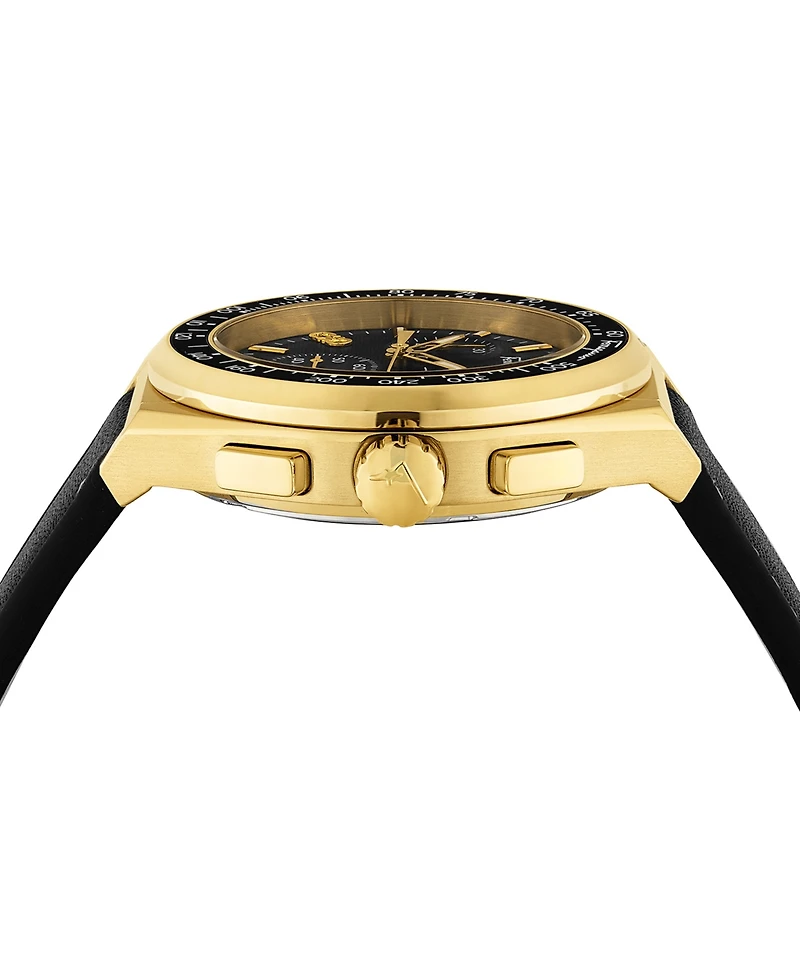 Salvatore Ferragamo Men's Swiss Chronograph Black Leather Strap Watch 43mm