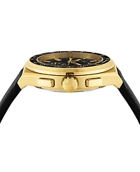 Salvatore Ferragamo Men's Swiss Chronograph Black Leather Strap Watch 43mm