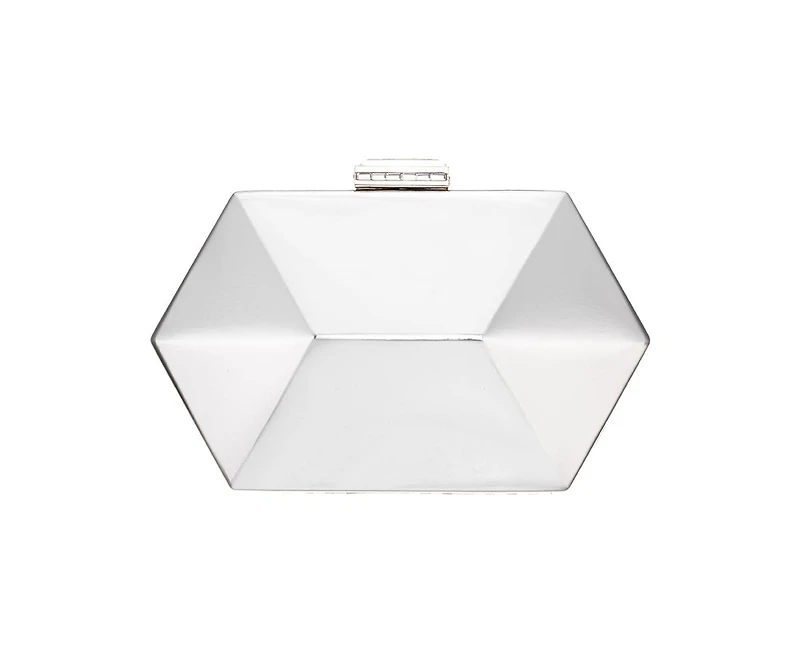 Nina Geometric Mirror Metallic Patent Minaudiere Handbag