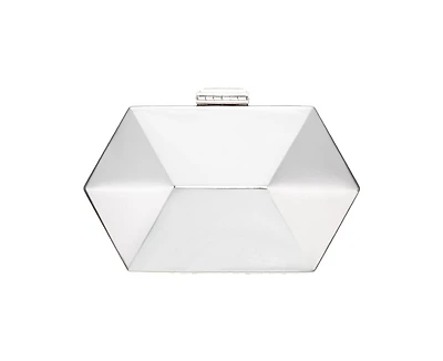 Nina Geometric Mirror Metallic Patent Minaudiere Handbag
