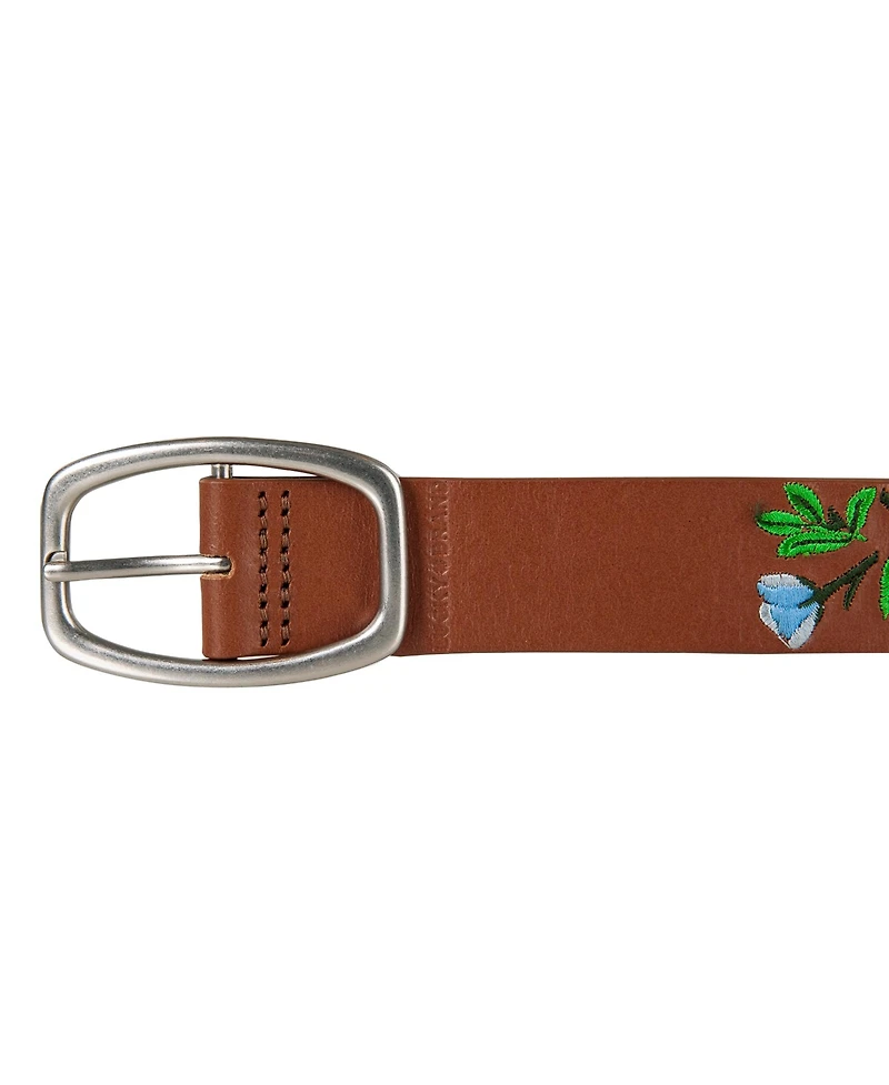 Lucky Brand Embroidered Floral Leather Belt