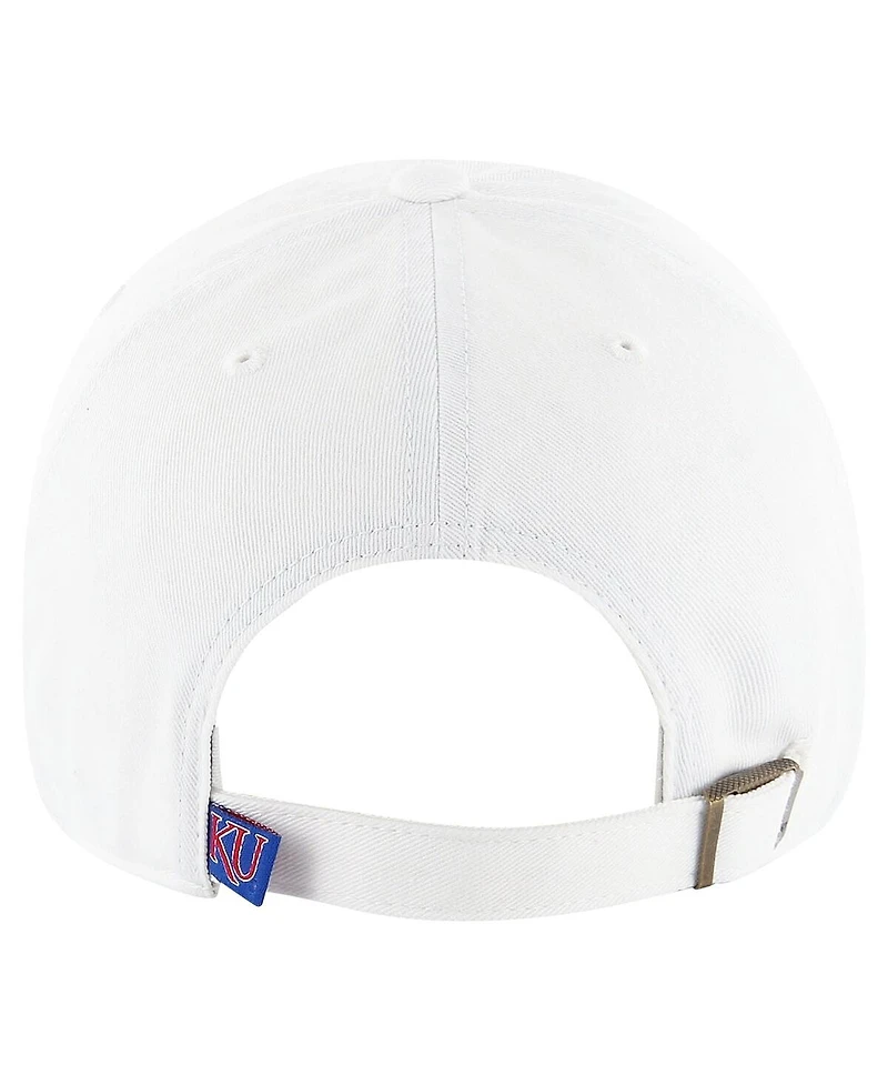 Men's '47 Brand White Kansas Jayhawks Clean Up Adjustable Hat