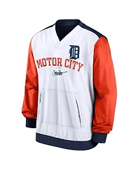 Men's Nike White, Navy Detroit Tigers Rewind Warmup V-Neck Pullover Jacket