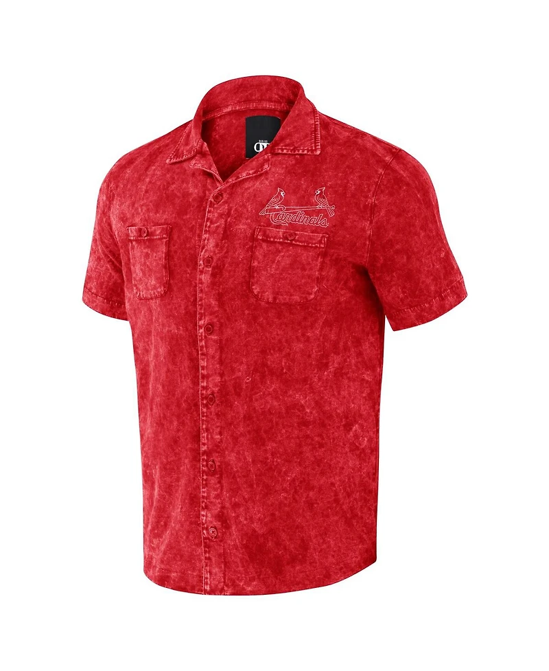 Men's Darius Rucker Collection by Fanatics Red Distressed St. Louis Cardinals Denim Team Color Button-Up Shirt