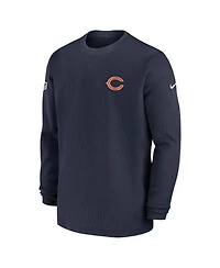Men's Nike Navy Chicago Bears 2023 Sideline Throwback Heavy Brushed Waffle Long Sleeve Top