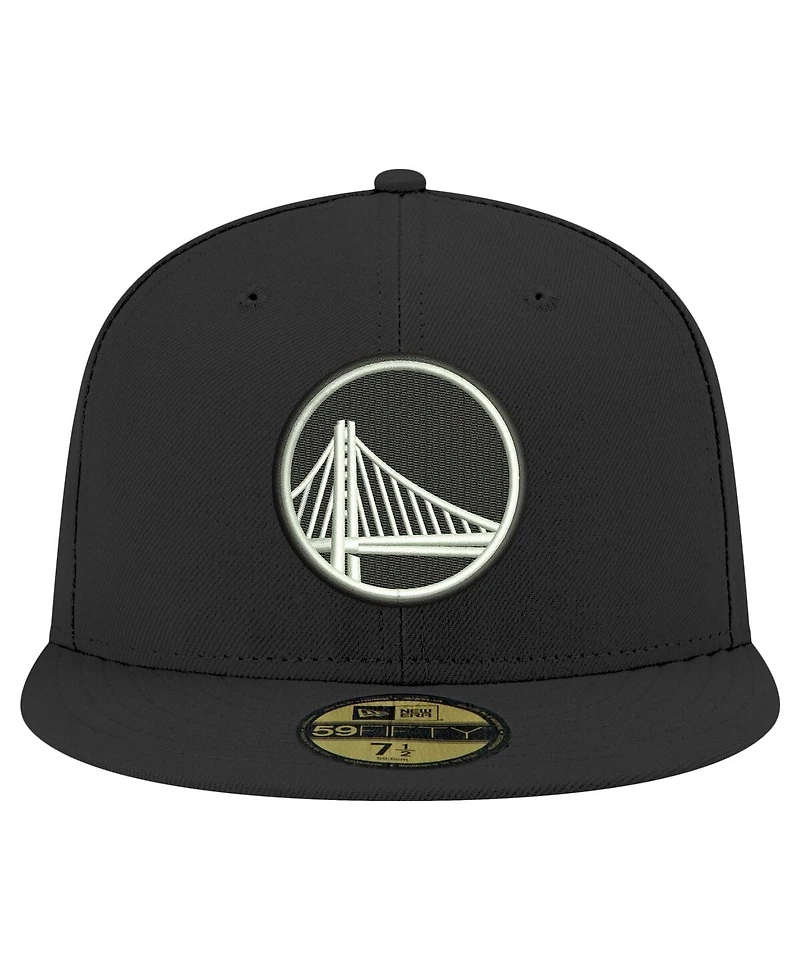 Men's New Era Black Golden State Warriors and White 59FIFTY Fitted Hat