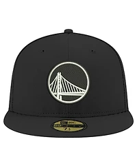 Men's New Era Black Golden State Warriors and White 59FIFTY Fitted Hat