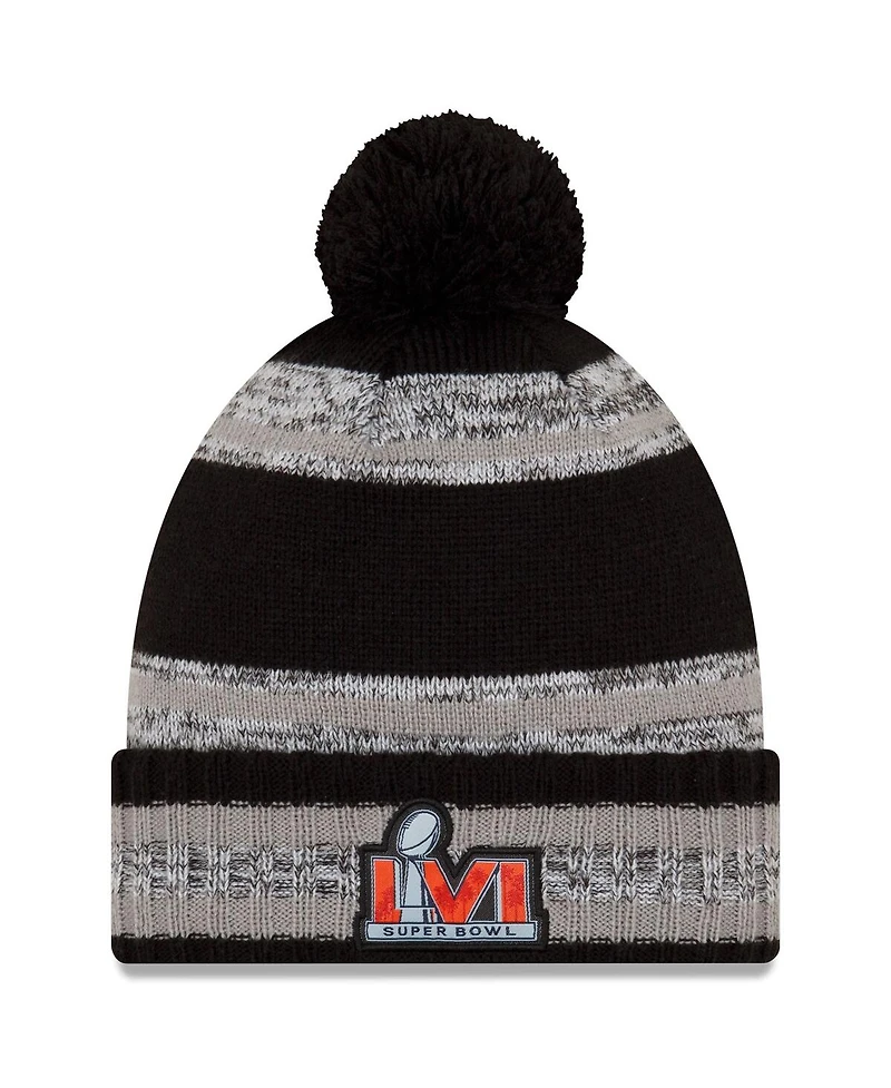 Men's New Era Heathered Gray, Black Los Angeles Rams Super Bowl Lvi Champions Parade Cuffed Pom Knit Hat