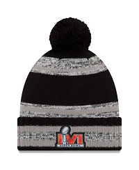 Men's New Era Heathered Gray, Black Los Angeles Rams Super Bowl Lvi Champions Parade Cuffed Pom Knit Hat