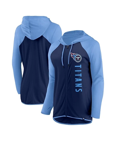 Women's Fanatics Navy, Light Blue Tennessee Titans Forever Fan Full-Zip Hoodie