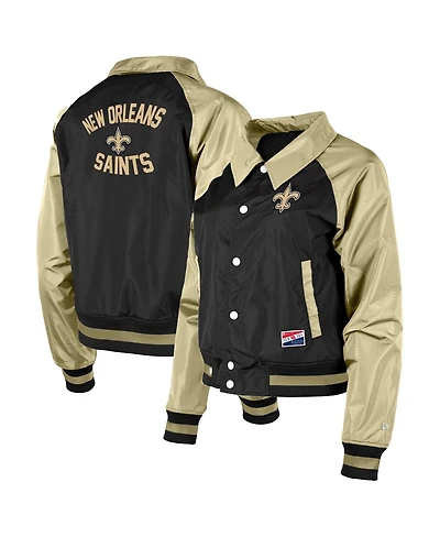 Women's New Era Black Orleans Saints Coaches Raglan Full-Snap Jacket