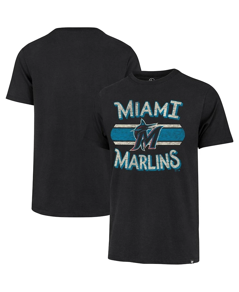 Men's '47 Brand Black Distressed Miami Marlins Renew Franklin T-shirt