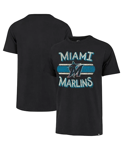 Men's '47 Brand Black Distressed Miami Marlins Renew Franklin T-shirt