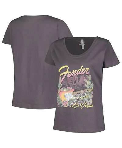 Women's Charcoal Fender Las Vegas Scoop Neck T-shirt