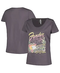 Women's Charcoal Fender Las Vegas Scoop Neck T-shirt