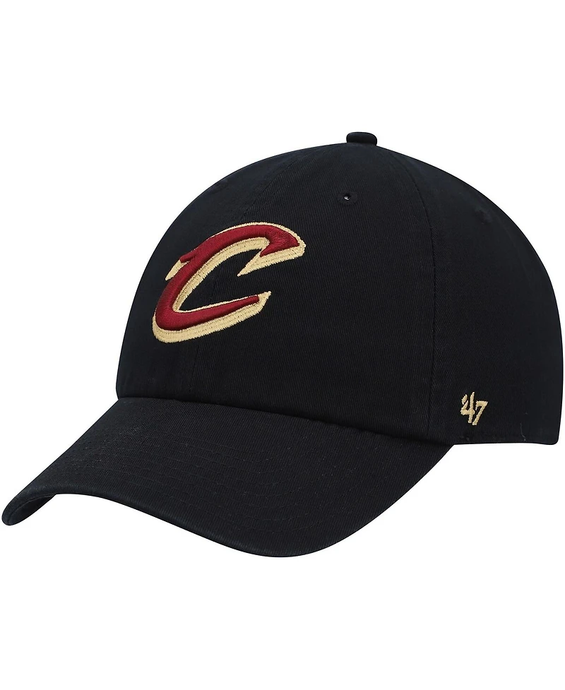 Men's '47 Black Cleveland Cavaliers Alternate Logo Clean Up Adjustable Hat