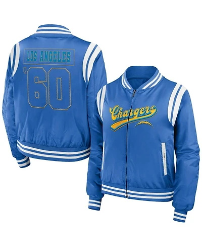 Women's Wear by Erin Andrews Powder Blue Los Angeles Chargers Bomber Full-Zip Jacket