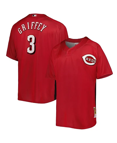 Men's Mitchell & Ness Ken Griffey Jr. Cincinnati Reds Cooperstown Collection Mesh Batting Practice Button-Up Jersey