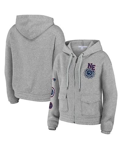 Women's Wear by Erin Andrews Heather Gray New England Patriots Full-Zip Hoodie