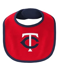 Baby Boys and Girls Navy, Red Minnesota Twins Little Champ Three-Pack Bodysuit Bib Booties Set