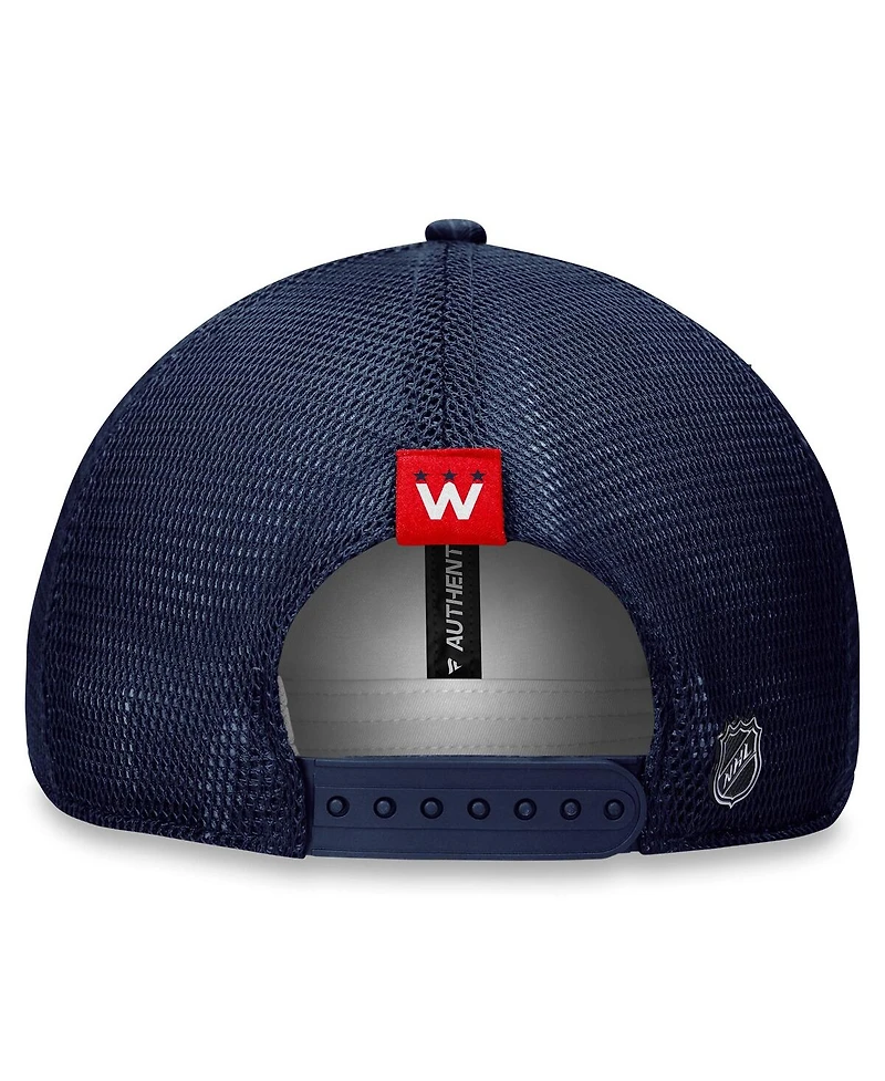Women's Fanatics Navy Washington Capitals Authentic Pro Road Trucker Adjustable Hat