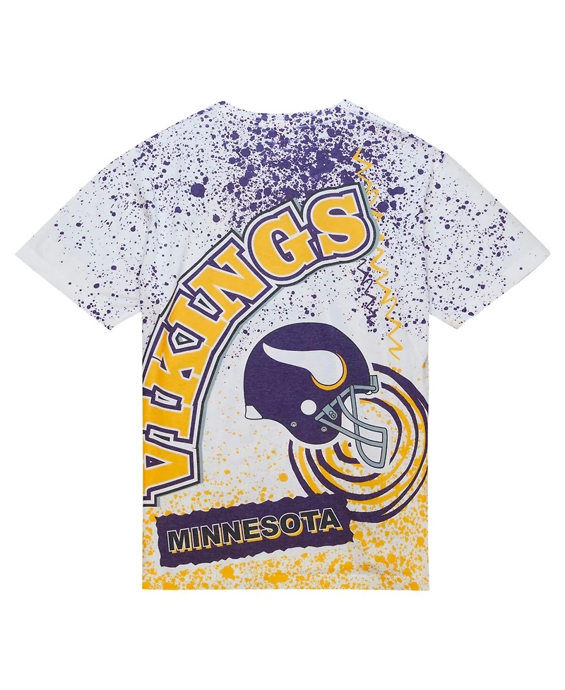 Men's Mitchell & Ness White Minnesota Vikings Team Burst Sublimated T-Shirt
