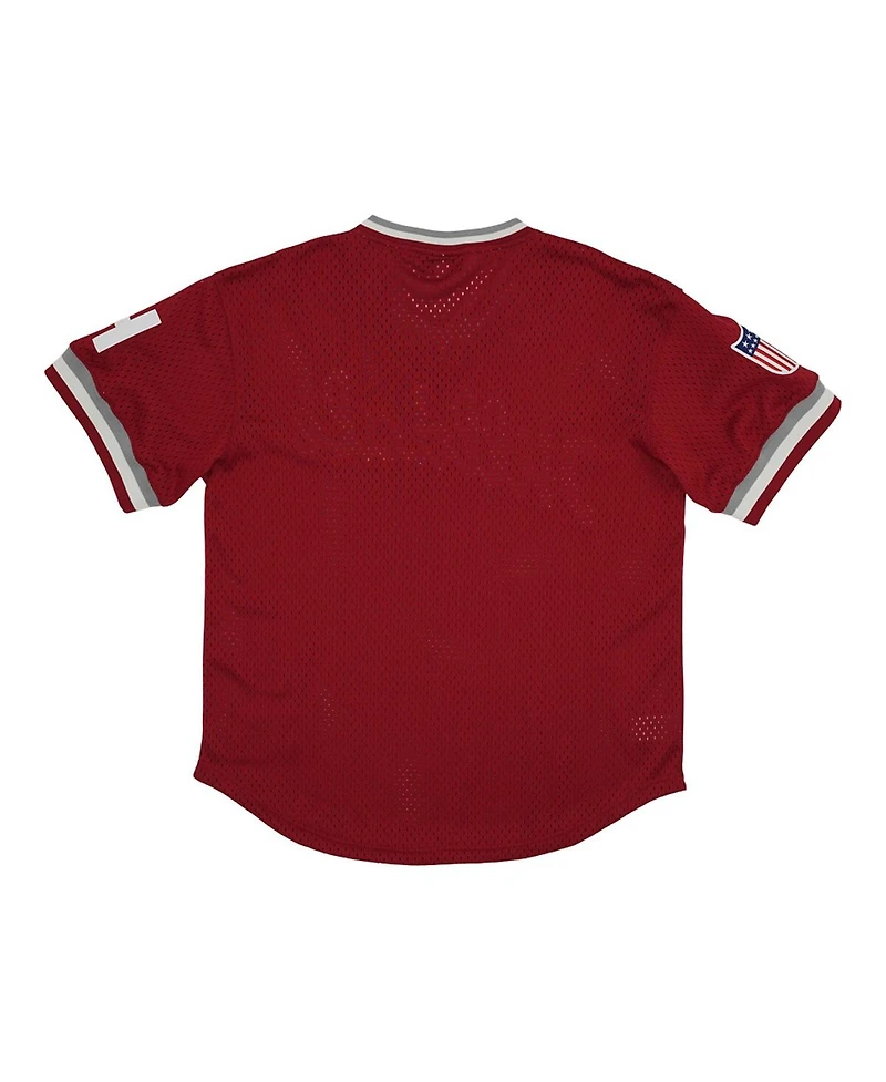 Men's Rings & Crwns Red Distressed Hilldale Club Mesh Replica V-Neck Jersey