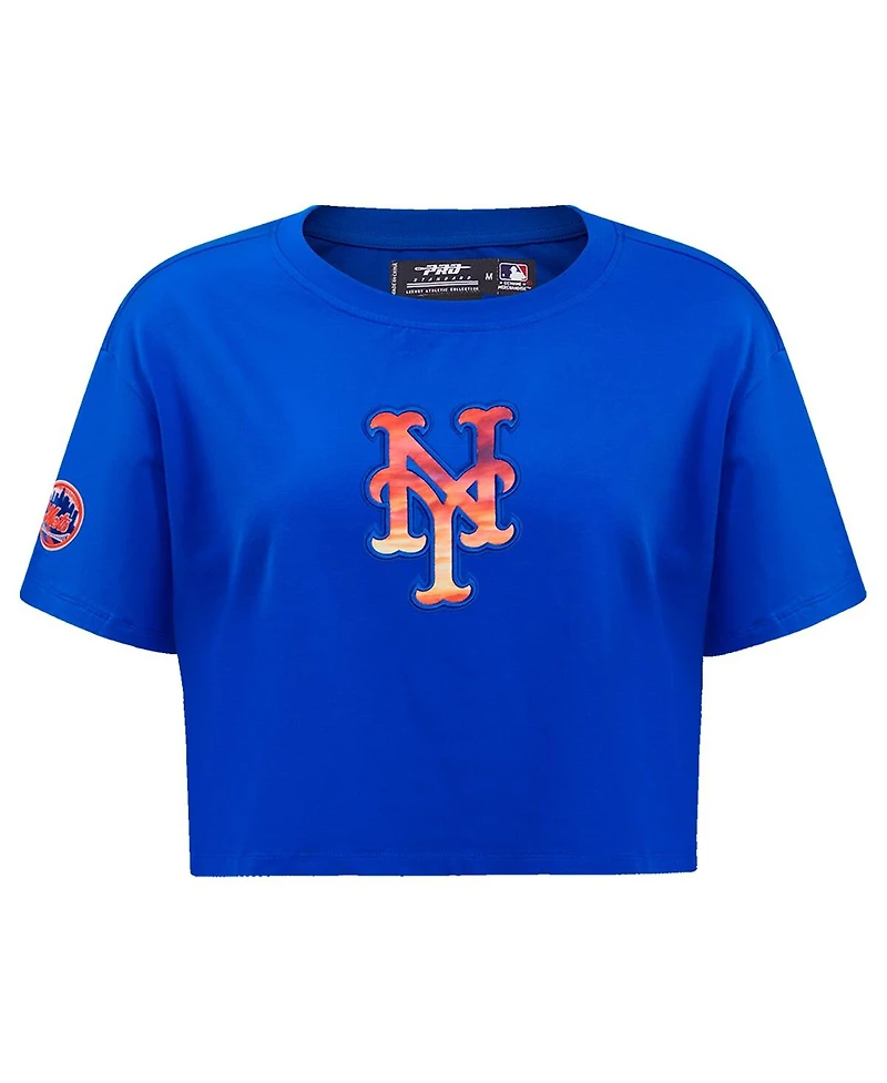 Women's Pro Standard Royal New York Mets Painted Sky Boxy Cropped T-shirt