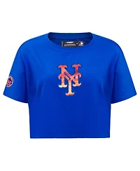 Women's Pro Standard Royal New York Mets Painted Sky Boxy Cropped T-shirt