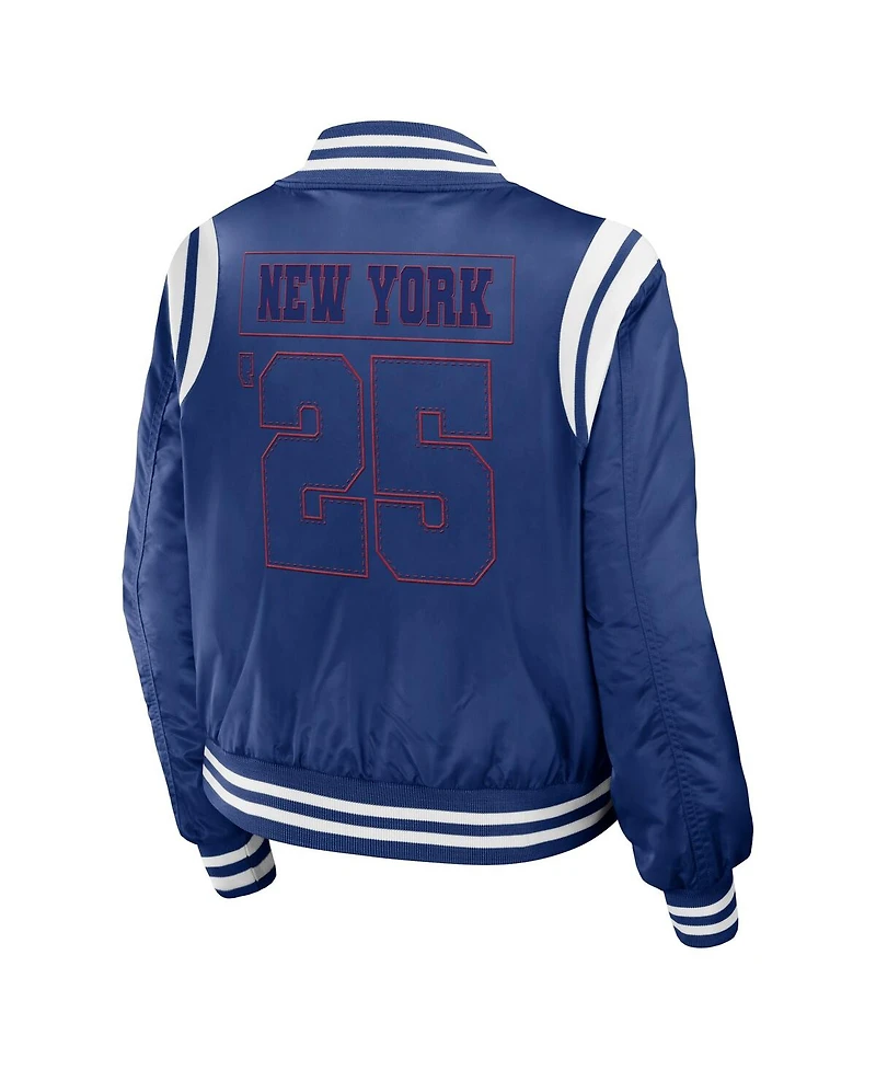 Women's Wear by Erin Andrews Royal New York Giants Bomber Full-Zip Jacket