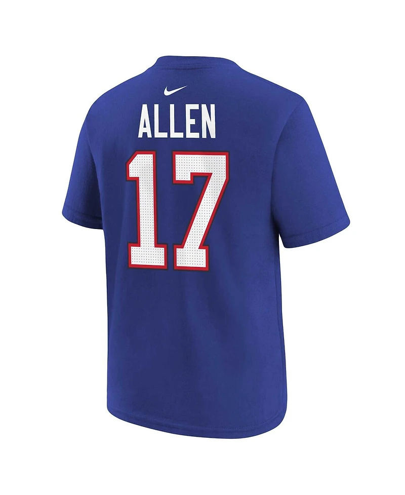 Big Boys Nike Josh Allen Royal Buffalo Bills Player Name and Number T-shirt