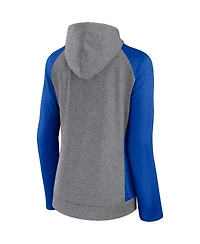 Women's Fanatics Heather Gray, College Royal Los Angeles Rams Blind Side Lightweight Full-Zip Hoodie