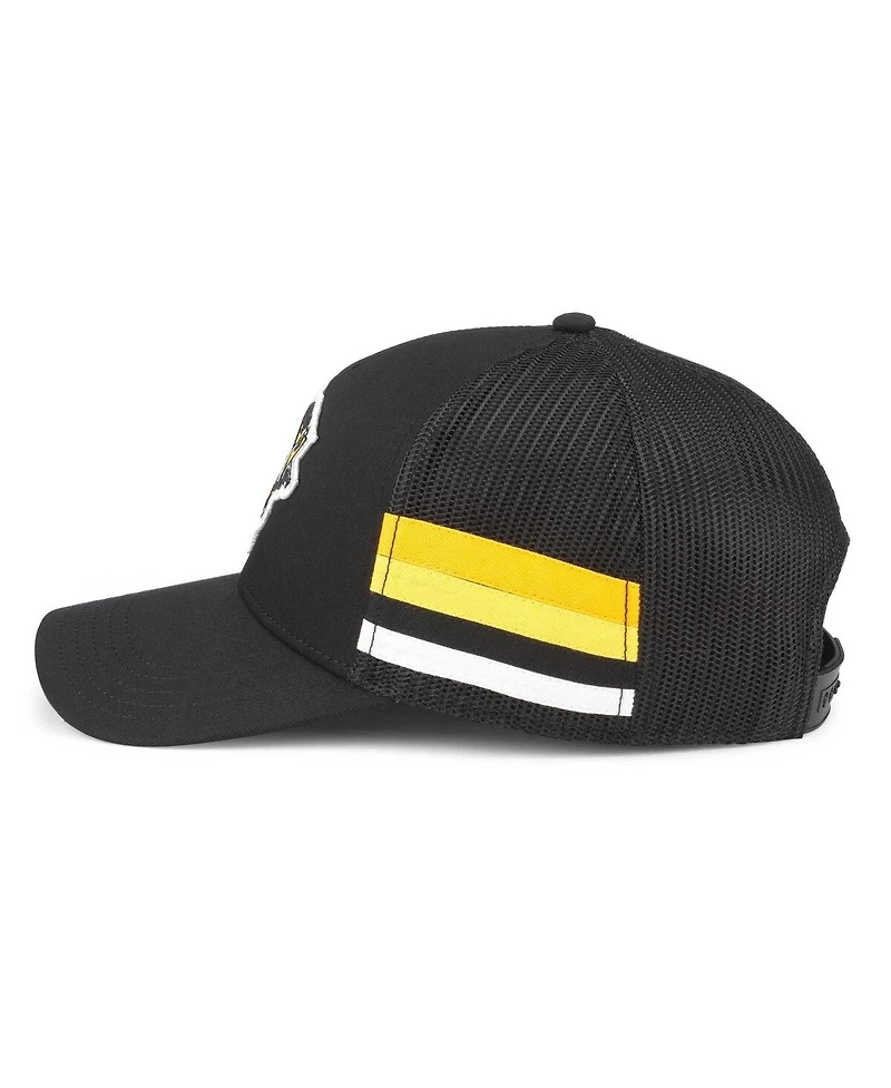 Men's American Needle Black Pittsburgh Penguins HotFoot Stripes Trucker Adjustable Hat