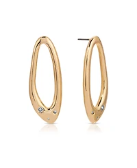 Ettika Molten 18k Gold Plated Crystal Dotted Oval Earrings