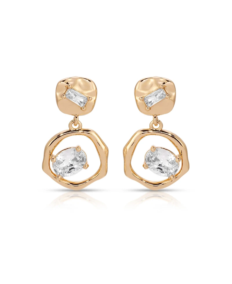 Ettika Organic Shape 18k Gold Plated Crystal Earrings