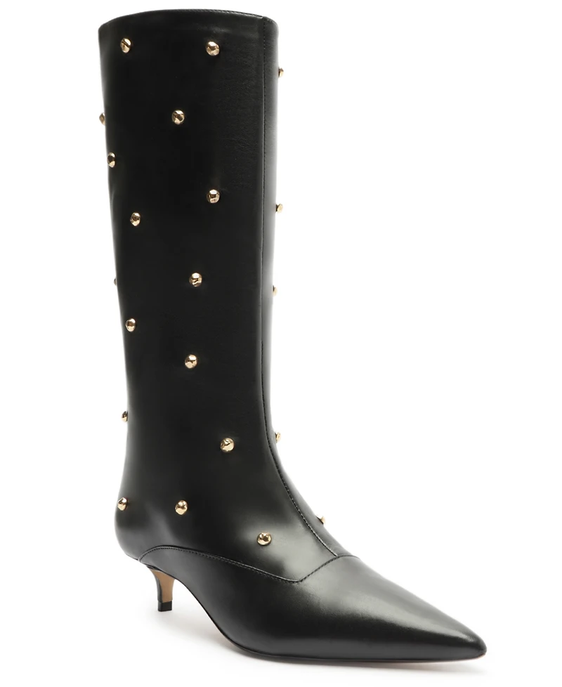 Arezzo Women's The Campaign Low Stiletto Calf Leather Boots