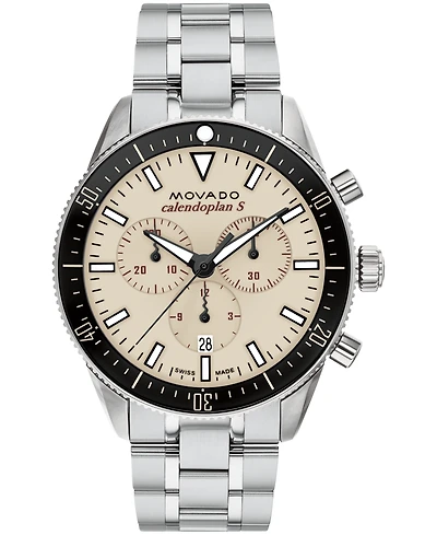 Movado Men's Calendoplan S Swiss Quartz Chrono Stainless Steel Silver-tone Watch 42mm