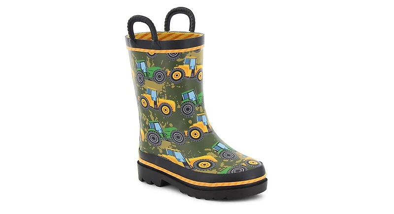 Toddler Little Boy's and Big Tractor Tough Rain Boot