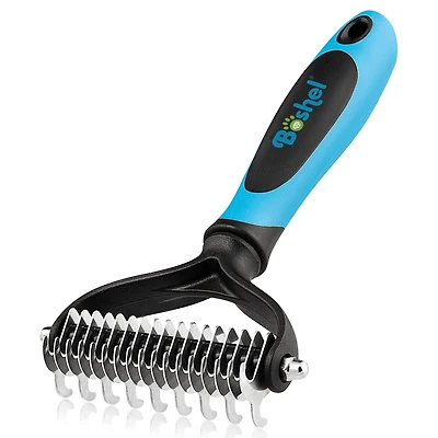 Boshel Undercoat Rake For Dogs - Premium Double Sided Dog Grooming Brush - Dog Deshedding Brush - Dematting Comb For Dogs