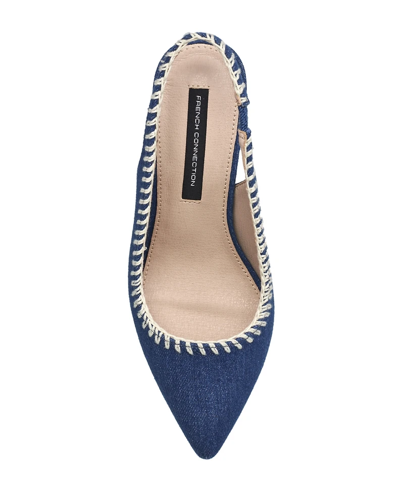 French Connection Ladies Quinn Slingback Kitten Heel - Denim