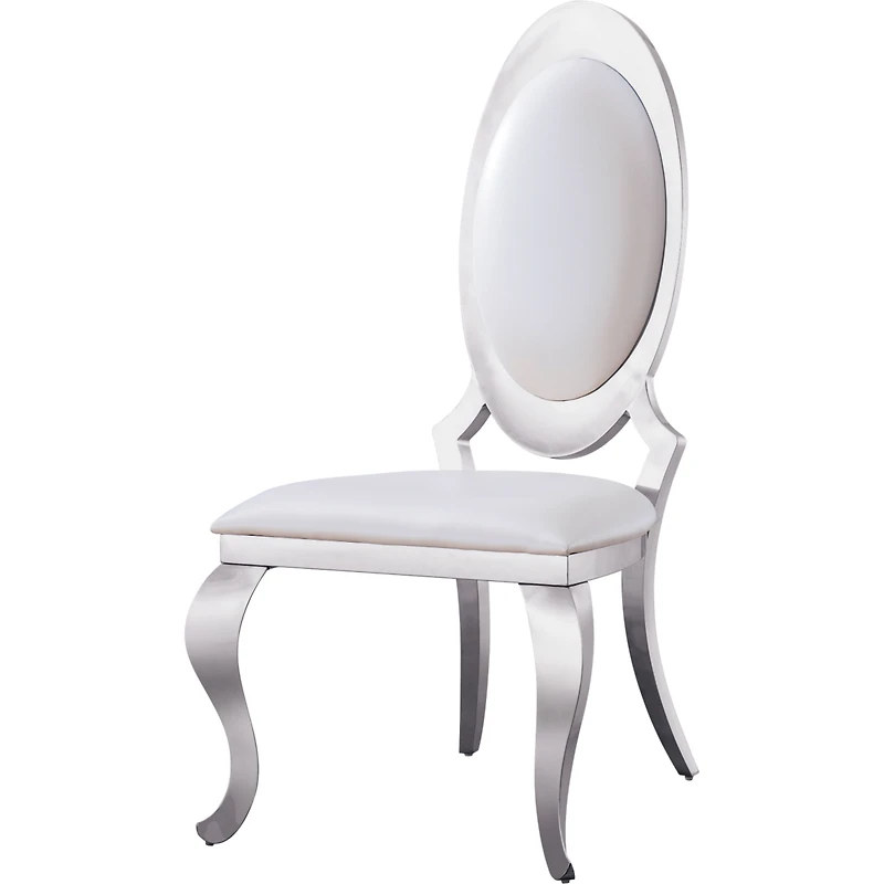 Streamdale Furniture Leatherette Dining Chair With Oval Backrest Set Of 2, Stainless Steel Legs