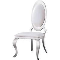 Streamdale Furniture Leatherette Dining Chair With Oval Backrest Set Of 2, Stainless Steel Legs