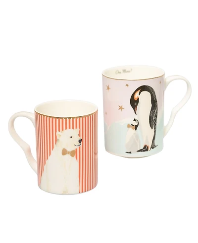 Yvonne Ellen Penguin and Polar Bear Mugs, Set of 2