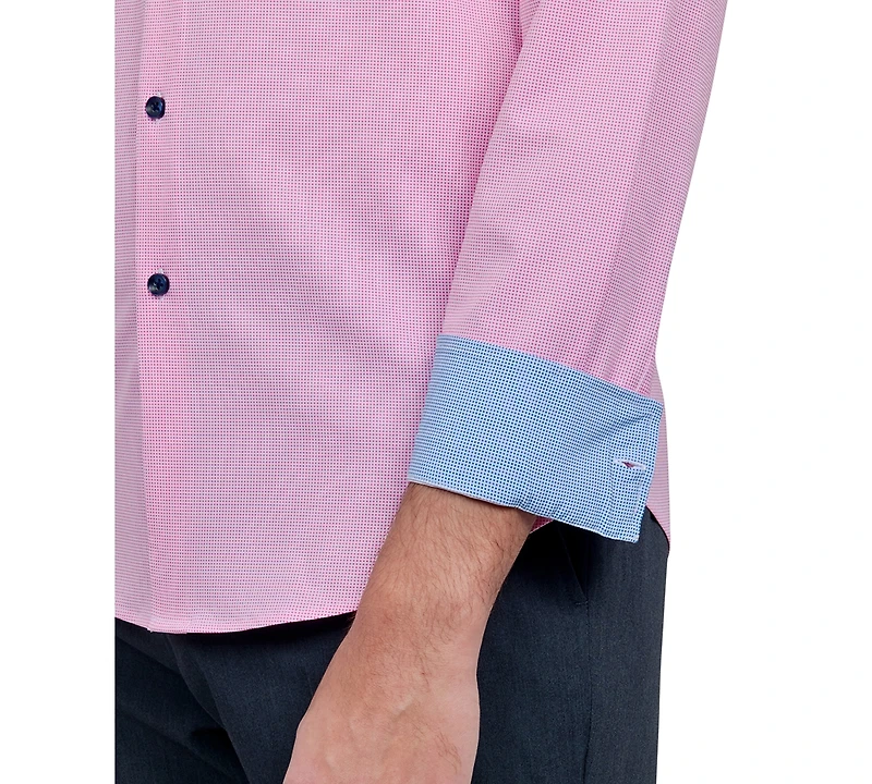 Men's Recycled Slim Fit Micro Texture 4-Way Stretch Performance Dress Shirt