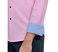 Men's Recycled Slim Fit Micro Texture 4-Way Stretch Performance Dress Shirt