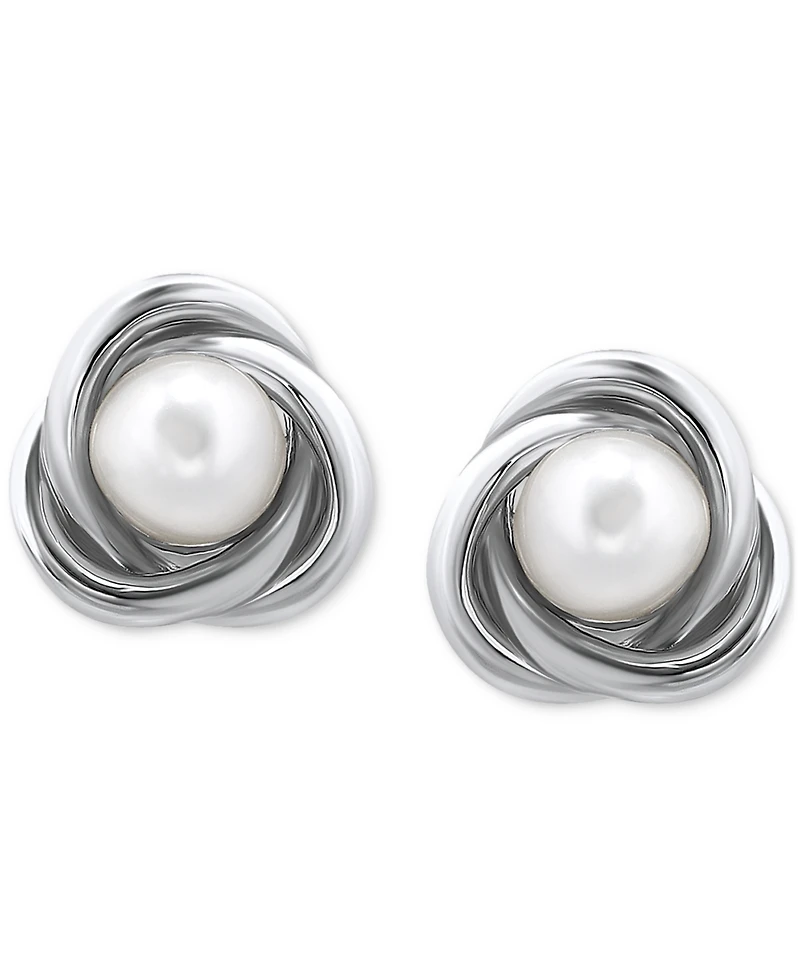 Giani Bernini Cultured Freshwater Pearl (5mm) Love Knot Stud Earrings, Created for Macy's