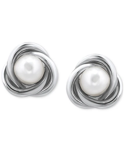 Giani Bernini Cultured Freshwater Pearl (5mm) Love Knot Stud Earrings, Created for Macy's